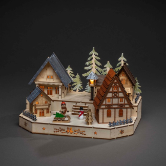 Konstsmide Houten kersthuisje | 20 x 30 x 20 cm | Konstsmide (9 LEDs, Batterijen) 3235-100 K150303728 - 