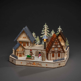 Konstsmide Houten kersthuisje | 20 x 30 x 20 cm | Konstsmide (9 leds, Batterijen) 3235-100 K150303728 - 2