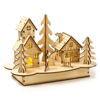 Konstsmide Houten kersthuisje | 22 x 12 x 15 cm | Konstsmide (4 leds, Batterijen) 3238-100 K150303727 - 1