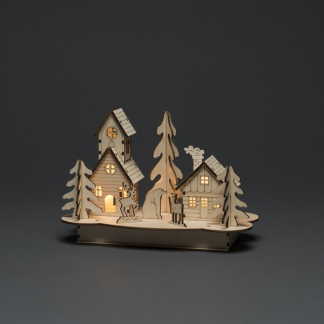Konstsmide Houten kersthuisje | 22 x 12 x 15 cm | Konstsmide (4 leds, Batterijen) 3238-100 K150303727 - 2
