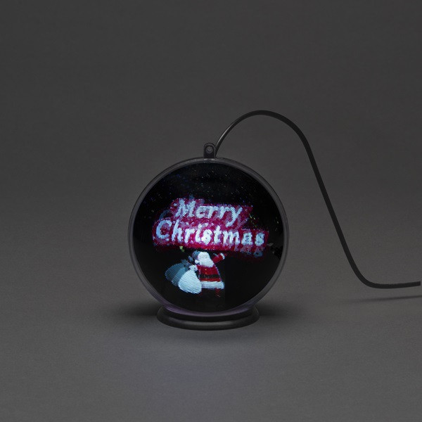 Konstsmide Kerstbol met kerstman en cadeauzak | Konstsmide | Ø 10 cm (Bewegend beeld, Timer, USB kabel) 1551-700 K150303772 - 