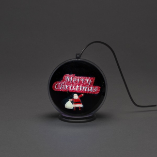 Konstsmide Kerstbol met kerstman en cadeauzak | Konstsmide | Ø 10 cm (Bewegend beeld, Timer, USB kabel) 1551-700 K150303772 - 