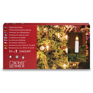 Konstsmide Kerstboomverlichting kaars | Konstsmide | 9.1 meter (16 leds, Binnen, Warm wit) 2010-000 K151001244 - 2