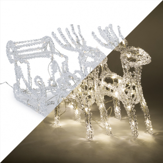 Konstsmide Kerstfiguur rendieren met slee | 18 x 70 x 42 cm | Konstsmide (96 leds, Binnen/Buiten) 6192-103 K150303748 - 1
