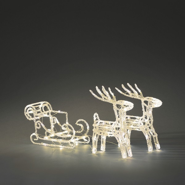 Konstsmide Kerstfiguur rendieren met slee | Konstsmide | 18 x 70 x 42 cm (96 leds, Binnen/Buiten) 6192-103 K150303748 - 2