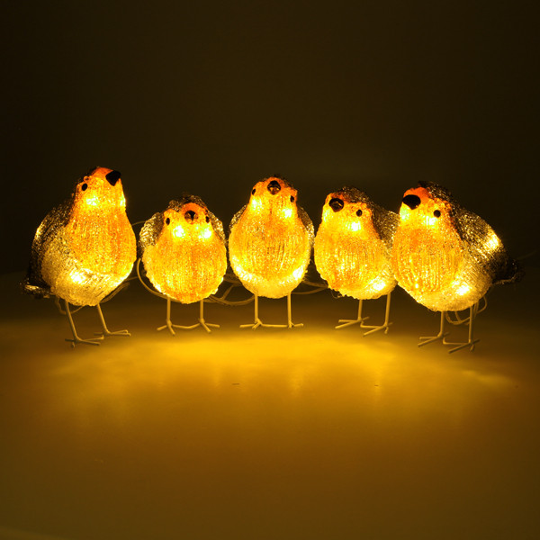 Konstsmide Kerstfiguur vogel | Konstsmide | 11 cm | 5 stuks (5x8 leds, Acryl, Binnen/Buiten) 6245-103 K151001241 - 5