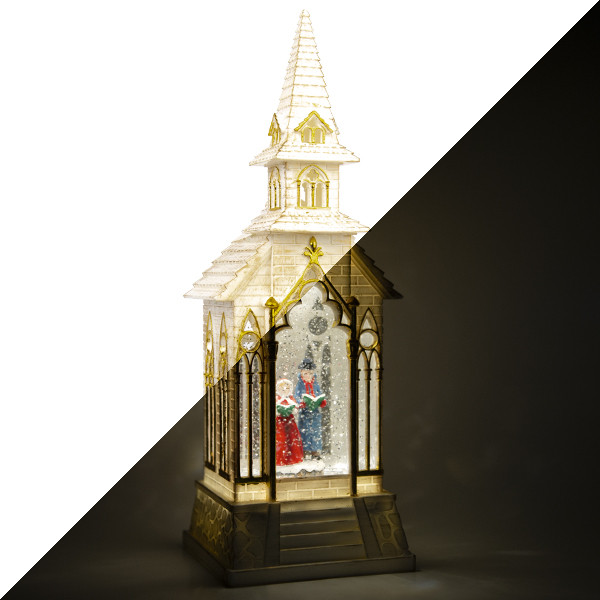 Konstsmide Kerstlantaarn kerk met koortje | Konstsmide | 33 cm (Led, Batterijen, Timer) 4366-200 K150302818 - 1