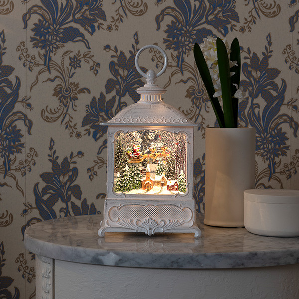 Konstsmide Kerstlantaarn met kerstman in arrenslee | Konstsmide | 25 cm (Led, Batterijen, Timer) 4395-200 K151001253 - 4