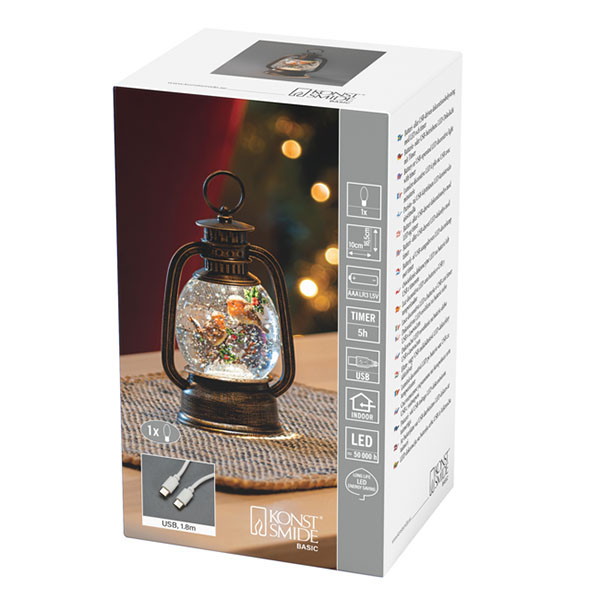 Konstsmide Kerstlantaarn met roodborstjes | Konstsmide | 16.5 cm (Led, Batterijen/Netstroom, Timer) 2811-000 K151001618 - 5