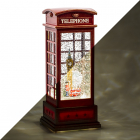 Kerstlantaarn telefooncel met Londens tafereel | Konstsmide | 25 cm (LED, Batterijen, USB, Timer)