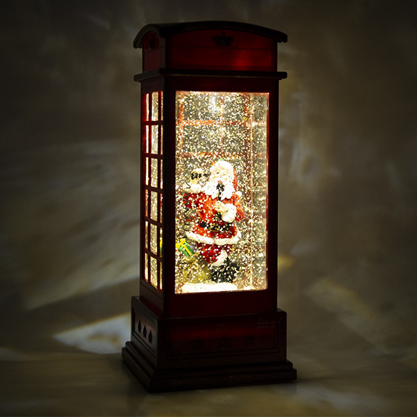 Konstsmide Kerstlantaarn telefooncel met kerstman | Konstsmide | 25 cm (Led, Batterijen, Timer) 4363-550 K150302852 - 3