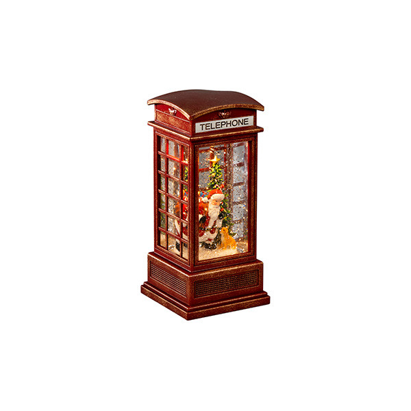 Konstsmide Kerstlantaarn telefooncel met kerstman en hond | Konstsmide | 20 cm (Led, Batterijen, Timer) 4320-550 K151001254 - 2