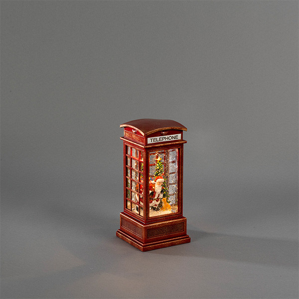 Konstsmide Kerstlantaarn telefooncel met kerstman en hond | Konstsmide | 20 cm (Led, Batterijen, Timer) 4320-550 K151001254 - 3