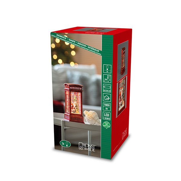 Konstsmide Kerstlantaarn telefooncel met kerstman en hond | Konstsmide | 20 cm (Led, Batterijen, Timer) 4320-550 K151001254 - 6