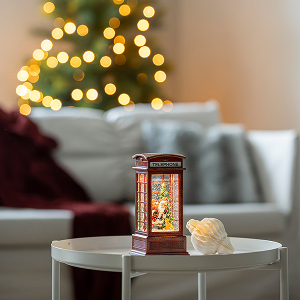 Konstsmide Kerstlantaarn telefooncel met kerstman en hond | Konstsmide | 20 cm (Led, Batterijen, Timer) 4320-550 K151001254 - 5