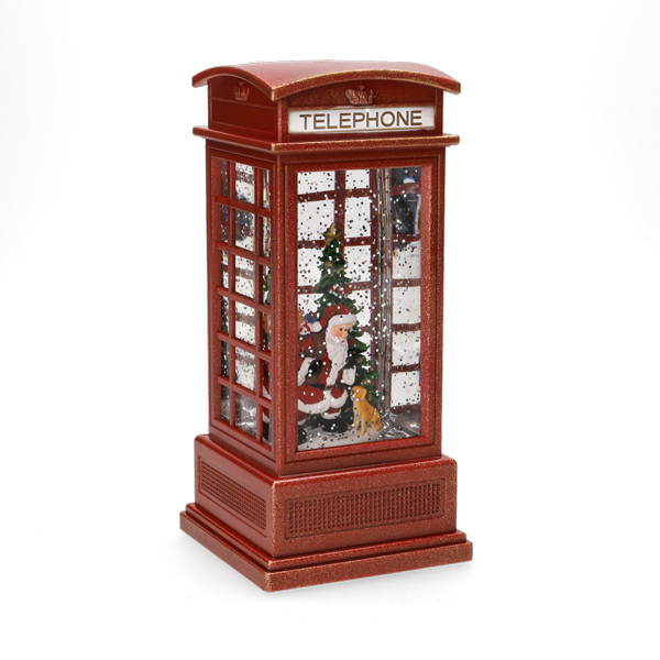 Konstsmide Kerstlantaarn telefooncel met kerstman en hond | Konstsmide | 20 cm (Led, Batterijen, Timer) 4320-550 K151001254 - 1