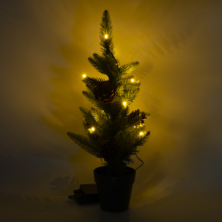 Konstsmide Kunstkerstboom met versiering | 45 centimeter (10 LEDs, Dennenappels, Timer, Binnen/Buiten) 3780-100 K150302845 - 