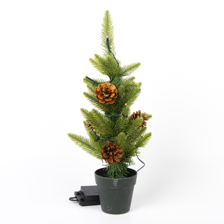 Konstsmide Kunstkerstboom met versiering | 45 centimeter (10 leds, Dennenappels, Timer, Binnen/Buiten) 3780-100 K150302845 - 2