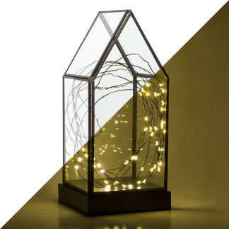 Konstsmide LED lantaarn | Konstsmide | 24.5 cm (80 LEDs, Glas, Timer, Batterij, Huisje, Binnen) 1817-870 K150302914 - 
