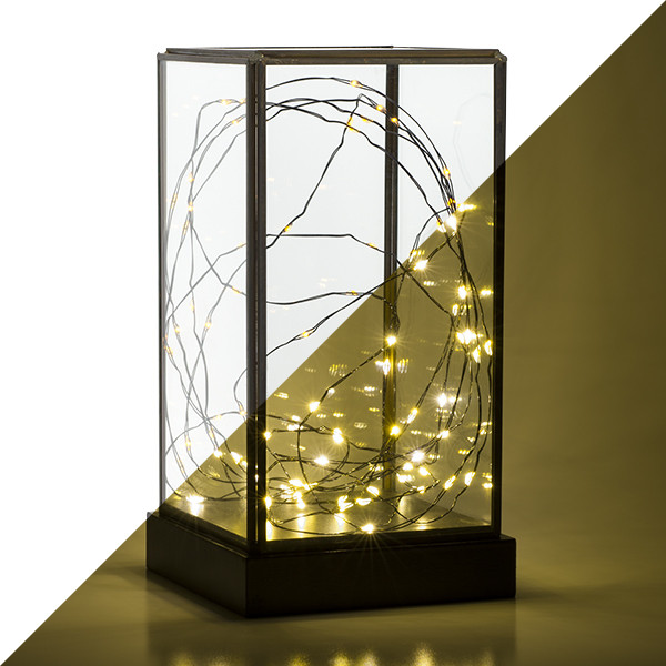 Konstsmide Led lantaarn | Konstsmide | 20 cm (80 leds, Glas, Timer, Batterij, Rechthoek, Binnen) 1818-870 K150302915 - 1