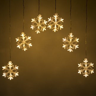 Konstsmide Lichtgordijn met sneeuwvlokken | 5.9 meter | Konstsmide (6 LEDs, Binnen/Buiten) 4044-103 K150303802 - 