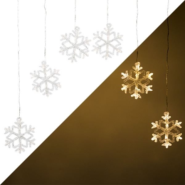 Konstsmide Lichtgordijn met sneeuwvlokken | 5.9 meter | Konstsmide (6 leds, Binnen/Buiten, Warm wit) 4044-103 K150303802 - 1