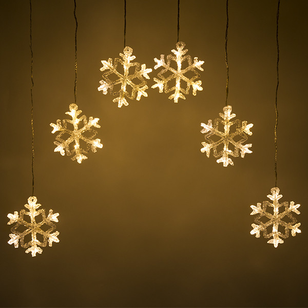 Konstsmide Lichtgordijn met sneeuwvlokken | 5.9 meter | Konstsmide (6 leds, Binnen/Buiten, Warm wit) 4044-103 K150303802 - 3