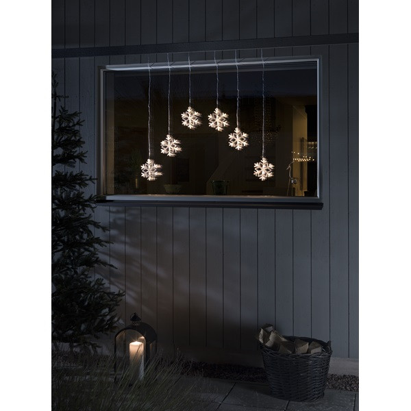 Konstsmide Lichtgordijn met sneeuwvlokken | 5.9 meter | Konstsmide (6 leds, Binnen/Buiten, Warm wit) 4044-103 K150303802 - 4