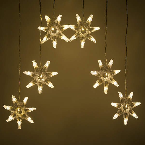 Konstsmide Lichtgordijn met sterren | 5.9 meter | Konstsmide (6 leds, Binnen/Buiten, Warm wit) 4045-103 K150303803 - 3