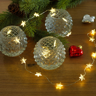 Konstsmide Lichtslinger ster | Konstsmide | 1.33 meter (20 leds, Fonkelend, Batterijen, Binnen, Warm wit) 3199-103 K151001613 - 3