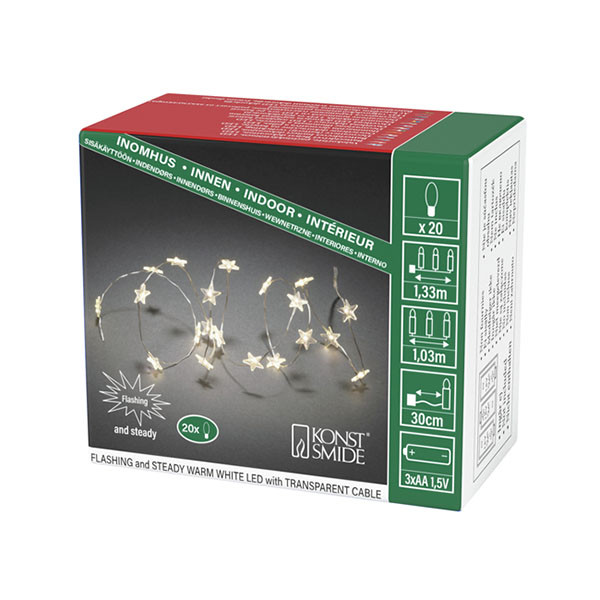 Konstsmide Lichtslinger ster | Konstsmide | 1.33 meter (20 leds, Fonkelend, Batterijen, Binnen, Warm wit) 3199-103 K151001613 - 5