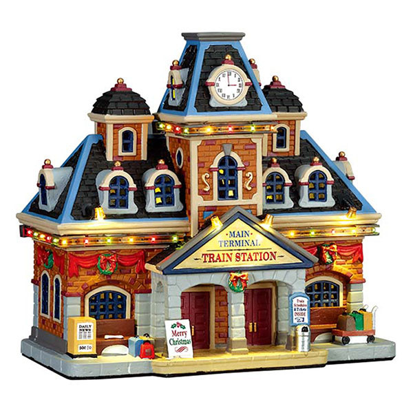 Lemax Kerstdorp | Lemax | Main Terminal Train Station | Caddington Village (Led, Porselein, Handgeschilderd) 75194-EU K151001096 - 1