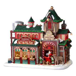 Lemax Kerstdorp | Lemax | Santa’s Reindeer Stables | Santa’s Wonderland (Batterijgevoed, Led) 25926 K151001111