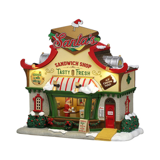 Lemax Kerstdorp | Lemax | Santa's Sandwich Shop | Santa's Wonderland (Batterijgevoed, Led, Handgeschilderd) 65570 K151001524