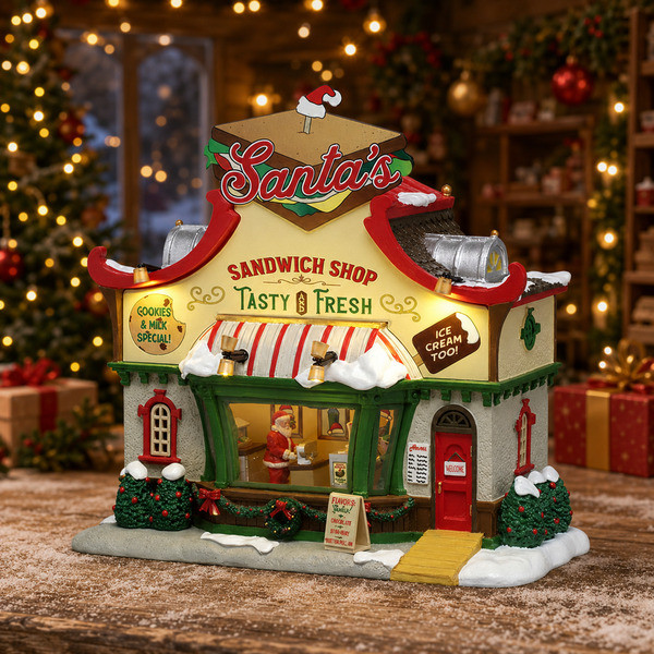 Lemax Kerstdorp | Lemax | Santa's Sandwich Shop | Santa's Wonderland (Batterijgevoed, Led, Handgeschilderd) 65570 K151001524 - 2