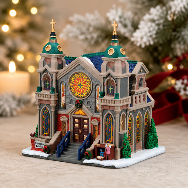 Lemax Kerstdorp | Lemax | St. Stanislaus Cathedral | Caddington Village (Led, Porselein, Handgeschilderd) 65559-EU K151001484 - 2