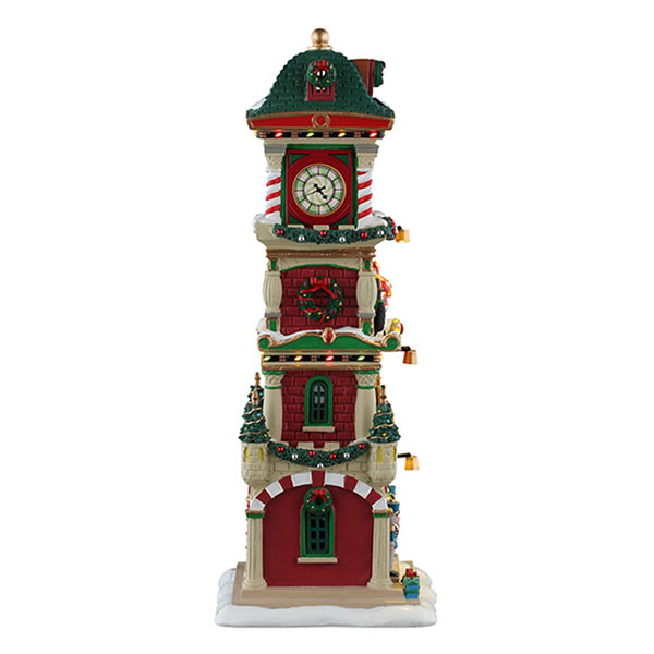 Lemax Kerstdorp | Lemax | The Village Square Clock Tower | Santa’s Wonderland (Batterijgevoed, Led, Handgeschilderd) 55320 K151001110 - 3