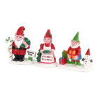 Kerstdorp accessoire | Lemax | Christmas Garden Gnomes | General Products (Set van 3, Handgeschilderd)