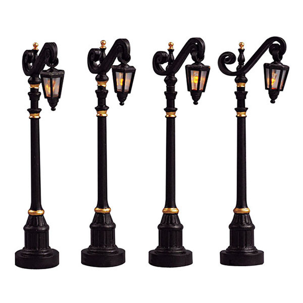 Lemax Kerstdorp accessoire | Lemax | Colonial Street Lamp | General Products (Set van 4, Led, Handgeschilderd) 54313 K151001150 - 1