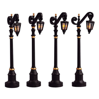 Lemax Kerstdorp accessoire | Lemax | Colonial Street Lamp | General Products (Set van 4, Led, Handgeschilderd) 54313 K151001150