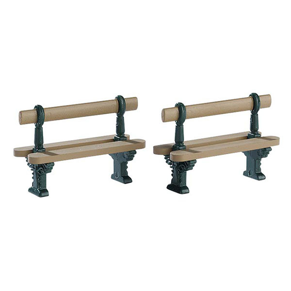 Lemax Kerstdorp accessoire | Lemax | Double Seated Bench | General Products (Set van 2, Metaal, Handgeschilderd) 74235 K151001174 - 1