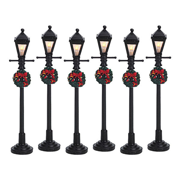 Lemax Kerstdorp accessoire | Lemax | Gas Lantern Street Lamp | General Products | Set van 6 (Led, Handgeschilderd) 64499 K151001152 - 1