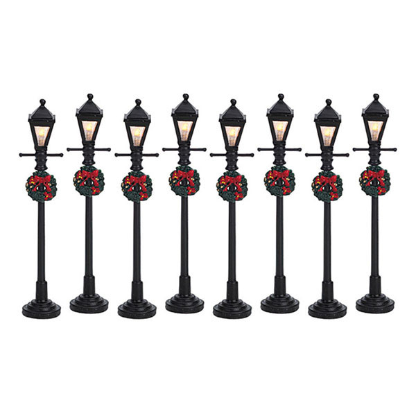 Lemax Kerstdorp accessoire | Lemax | Gas Lantern Street Lamp | General Products | Set van 8 (Led, Handgeschilderd)  64500 K151001153 - 1