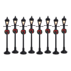Kerstdorp accessoire | Lemax | Gas Lantern Street Lamp | General Products | Set van 8 (Led, Handgeschilderd) 