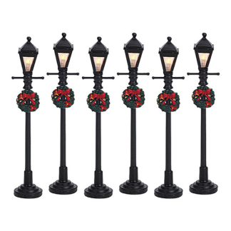 Lemax Kerstdorp accessoire | Lemax | Gas Lantern Street Lamp | General Products (Set van 6, Led, Handgeschilderd) 64499 K151001152 - 1