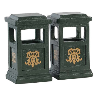 Lemax Kerstdorp accessoire | Lemax | Green Trash Can | General Products | Set van 2 (Handgeschilderd) 84386 K151001177
