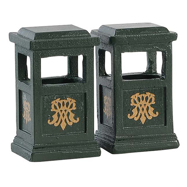 Lemax Kerstdorp accessoire | Lemax | Green Trash Can | General Products (Set van 2, Handgeschilderd) 84386 K151001177 - 1