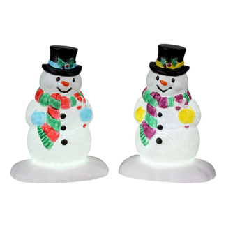 Lemax Kerstdorp accessoire | Lemax | Holly Hat Snowman | General Products (Set van 2, Batterijen, Leds, Handgeschilderd) 24965 K151001156