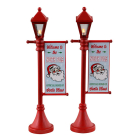 Kerstdorp accessoire | Lemax | North Pole Lamppost | Santa’s Wonderland | Set van 2 (Batterijgevoed, Led, Handgeschilderd)