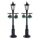 Kerstdorp accessoire | Lemax | Old English Lamp Post | General Products | Set van 2 (Led, Handgeschilderd) 